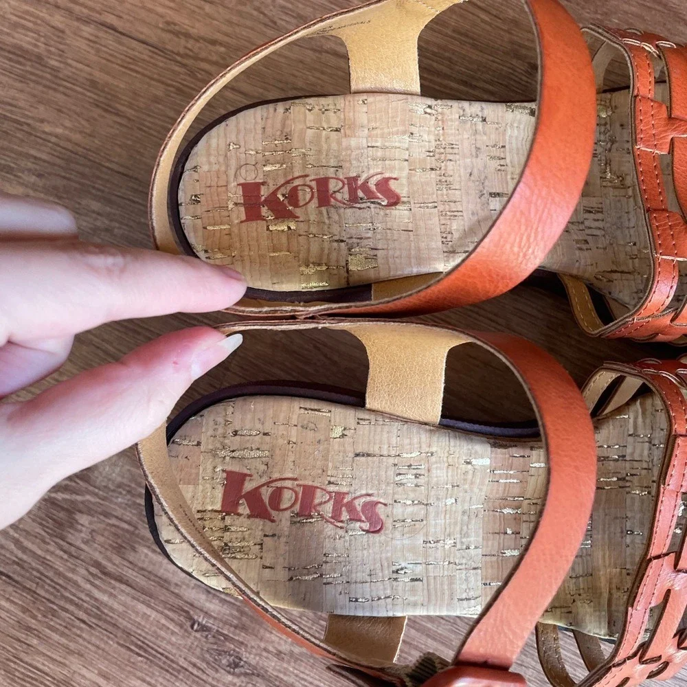 Korks Wedge Sandals Open Peep Toe Womens 10 Brown Ankle‎ Strap Comfort